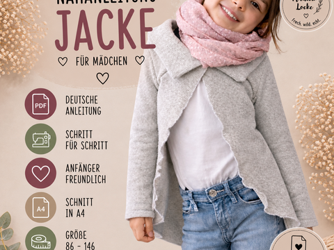 Schnittmuster Kinder Strickjacke, Jacke für Kinder, Nähanleitung