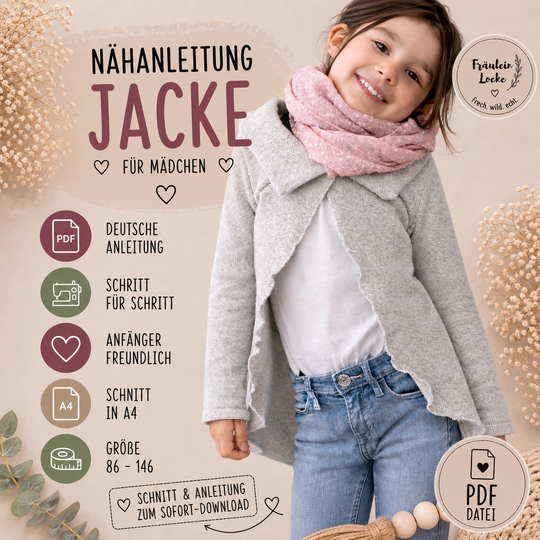 Schnittmuster Kinder Strickjacke, Jacke für Kinder, Nähanleitung