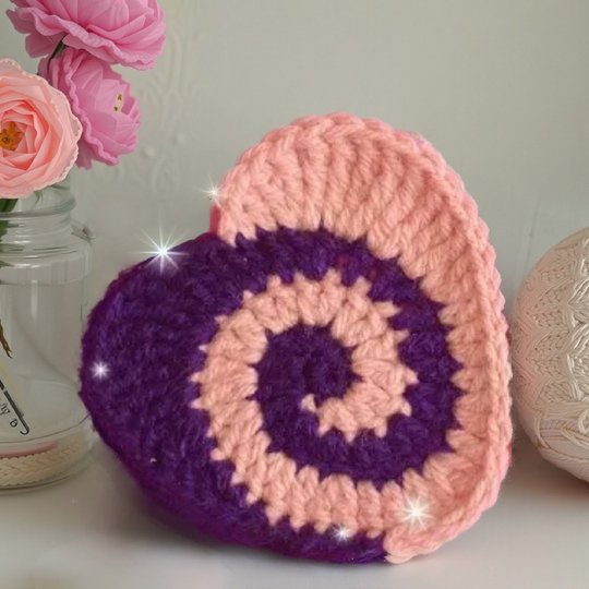 Valentines plush spiral crochet Heart