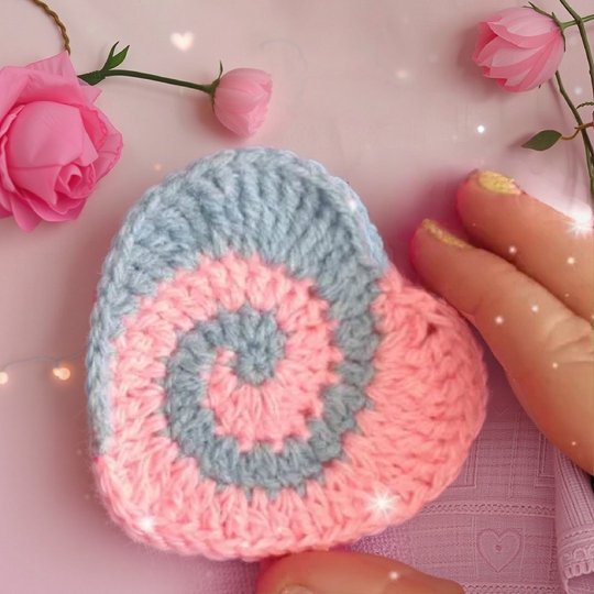 Valentines plush spiral crochet Heart