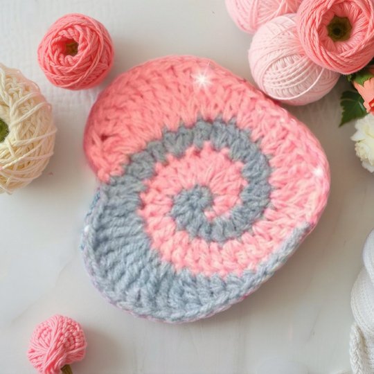 Valentines plush spiral crochet Heart