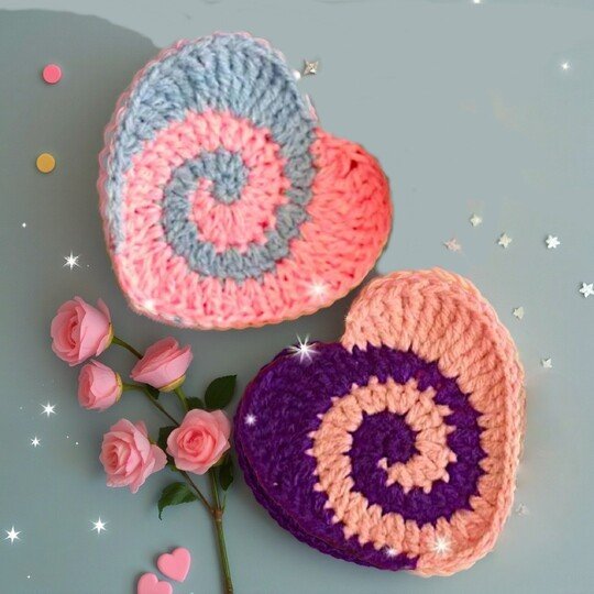 Valentines plush spiral crochet Heart