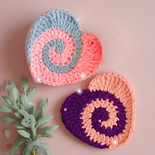 Valentines plush spiral crochet Heart