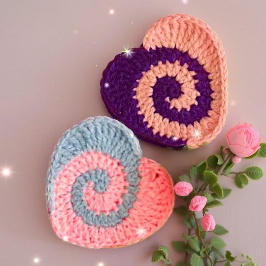 Valentines plush spiral crochet Heart