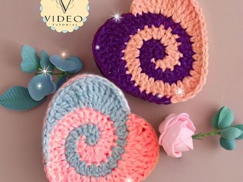 Valentines plush spiral crochet Heart