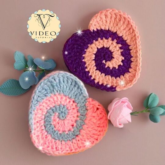 Valentines plush spiral crochet Heart