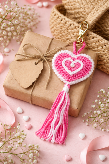 Boho Heart Crochet Pattern decorative charm, gift tag, souvenir, valentines