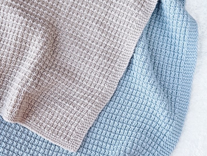 Strickanleitung Baby Decke im Seersucker Muster 4 Größen