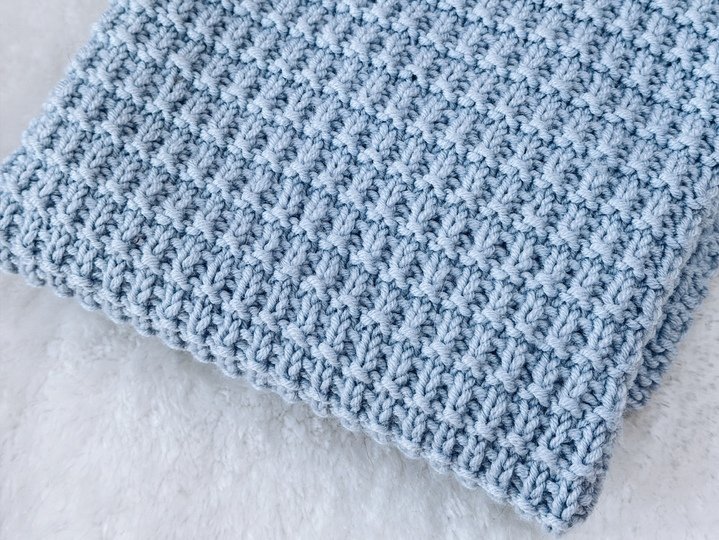 Strickanleitung Baby Decke im Seersucker Muster 4 Größen