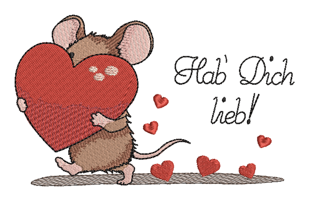 Stickdatei Maus Herzen Liebe Valentinstag 10x16cm