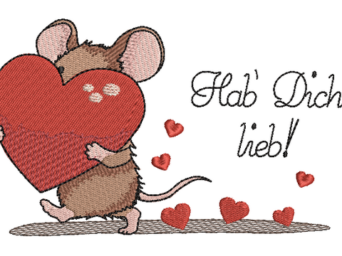 Stickdatei Maus Herzen Liebe Valentinstag 10x16cm