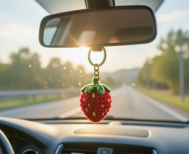 Crochet Strawberry Keychain Pattern – PDF + English Video Tutorial