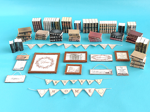 Kleine Bibliothek - Bastelbögen für Miniatur-Bücherattrappen und Dekoration