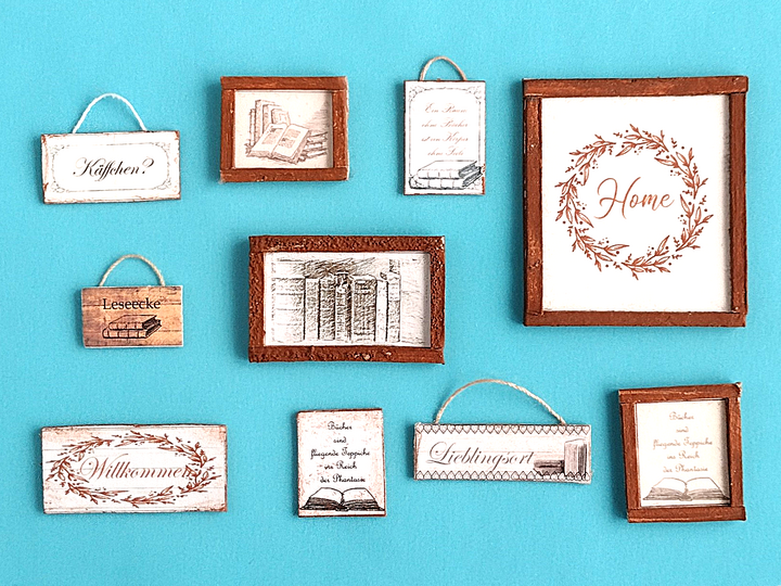 Kleine Bibliothek - Bastelbögen für Miniatur-Bücherattrappen und Dekoration