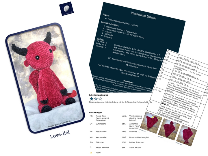 Häkelanleitung Teufelchen kuscheliges Valentinstag-Amigurumi
