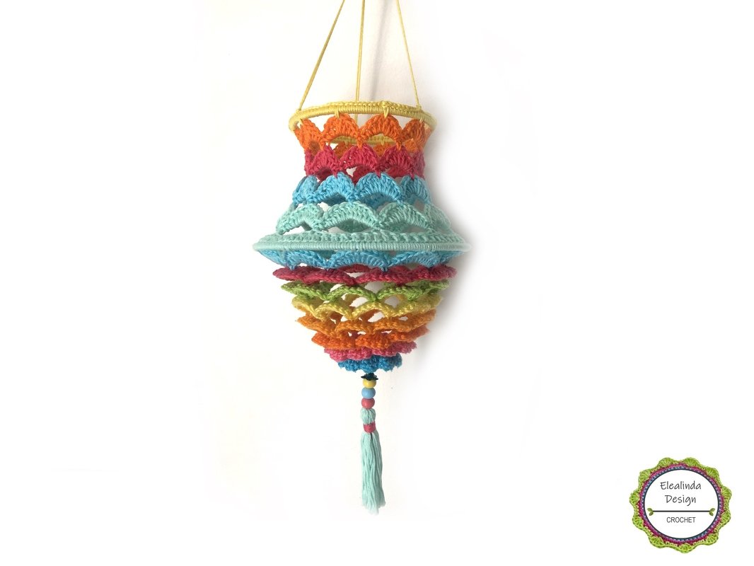 Crochet Pattern Boho Flowers Lampion, floral design lantern, PDF US terms - Image 6