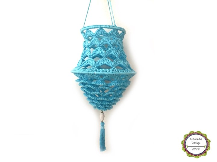 Crochet Pattern Boho Flowers Lampion, floral design lantern, PDF US terms