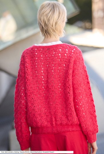 Häkelpullover mit Poloausschnitt