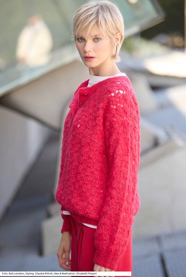 Häkelpullover mit Poloausschnitt