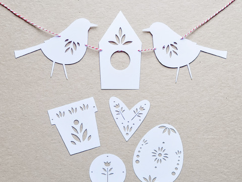 Frühlingsgirlande & Oster Geschenkverpackung - Dateipake für Schneidplotter