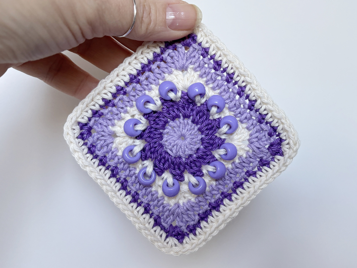 Flower Granny Square | Beaded Crochet Fidget Square | Grandma Square Beads