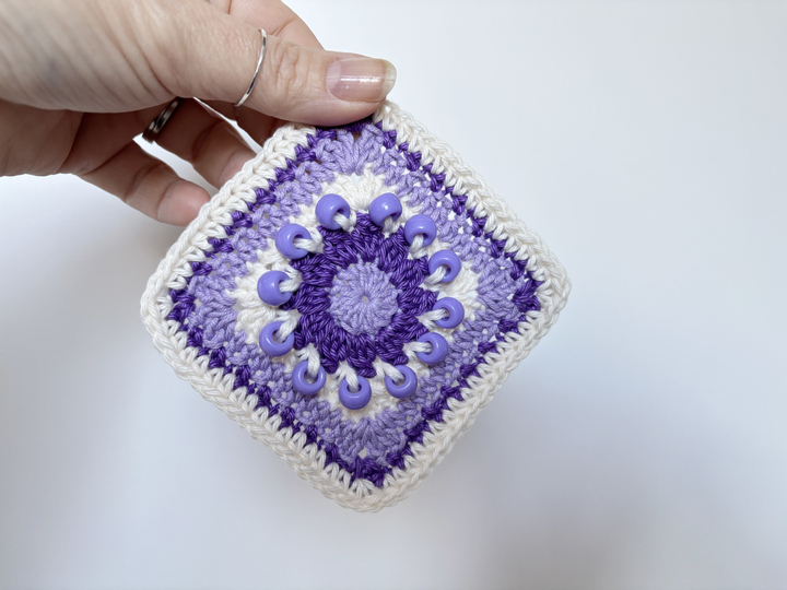 Flower Granny Square | Beaded Crochet Fidget Square | Grandma Square Beads