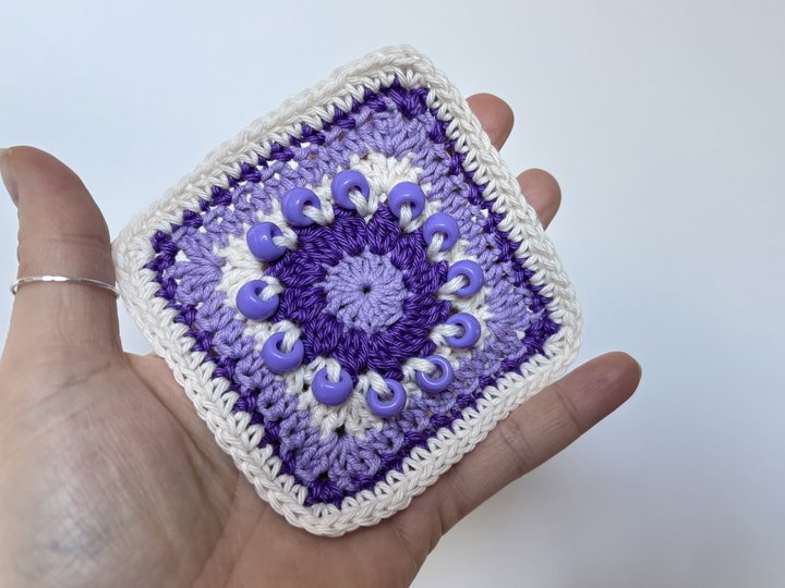 Flower Granny Square Perlen | Grandma Fidget Square einfaches Häkelquadrat