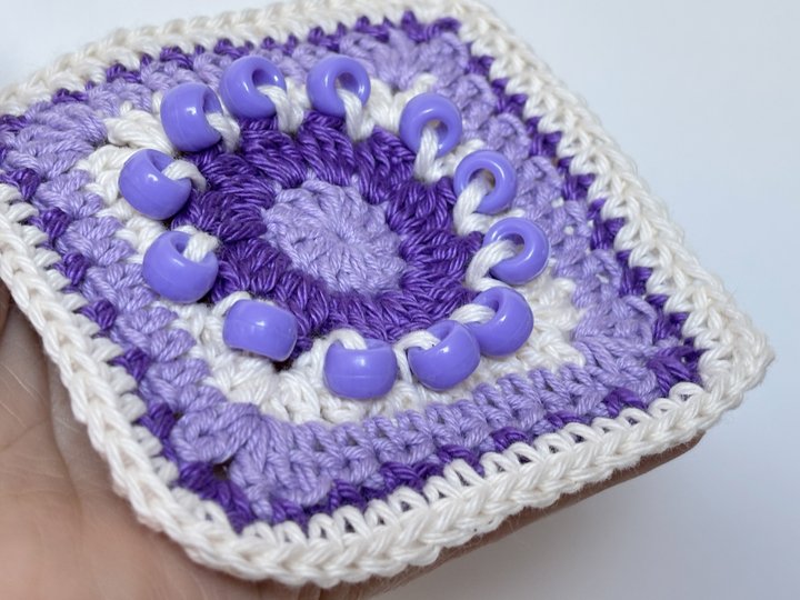 Flower Granny Square Perlen | Grandma Fidget Square einfaches Häkelquadrat