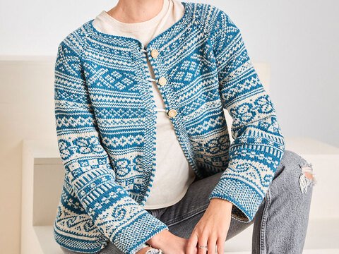 RAGLANJACKE EDDA, Doubleface gestrickt