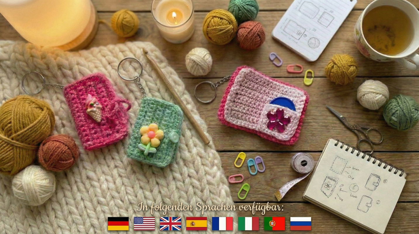 Crochet Pattern Book Keychain – Mini Book for Shopping Tokens & Secret Note