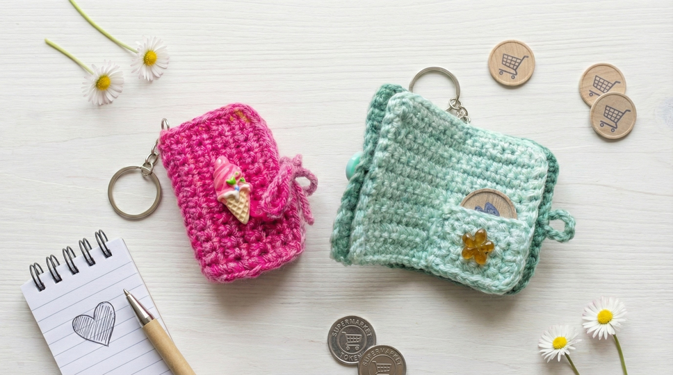 Crochet Pattern Book Keychain – Mini Book for Shopping Tokens & Secret Note