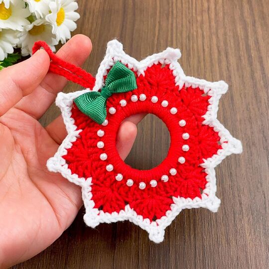 Christmas Star Wreath Crochet Pattern PDF – Holiday Ornament Tutorial
