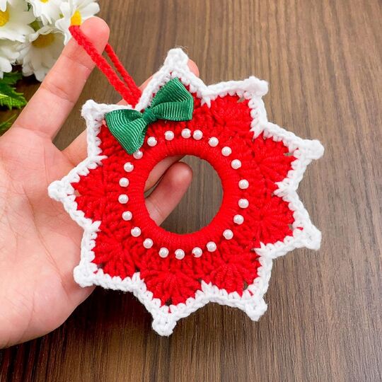 Christmas Star Wreath Crochet Pattern PDF – Holiday Ornament Tutorial
