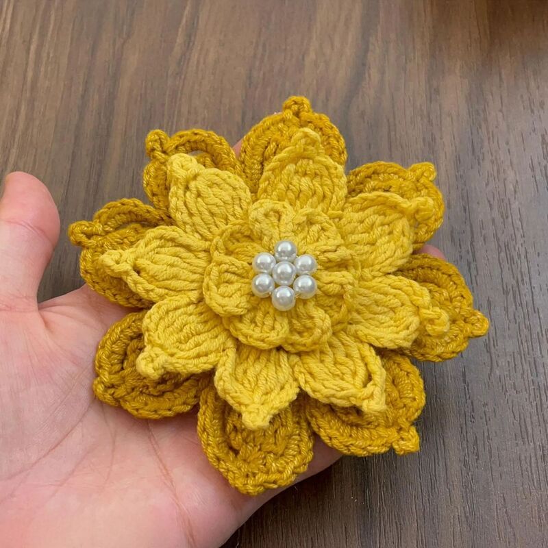 Golden Layered Flower Crochet Pattern (PDF) – 3D Lotus Appliqué - Image 3