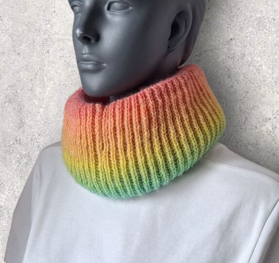 Strickanleitung farbenfroher Schalkragen Rainbow, Halssocke   #365