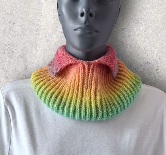 Strickanleitung farbenfroher Schalkragen Rainbow, Halssocke   #365