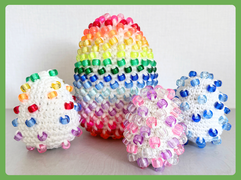 Beaded Crochet Easter Egg Fidget Pattern, Crochet Easter Decor Tablescape