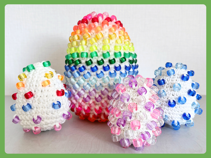 Beaded Crochet Easter Egg Fidget Pattern, Crochet Easter Decor Tablescape