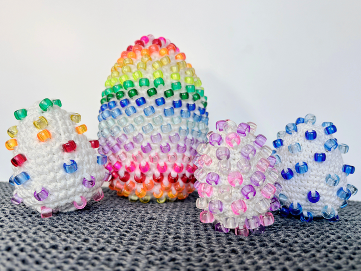 Beaded Crochet Easter Egg Fidget Pattern, Crochet Easter Decor Tablescape