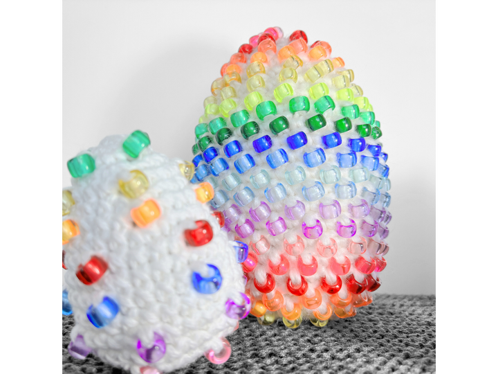 Beaded Crochet Easter Egg Fidget Pattern, Crochet Easter Decor Tablescape