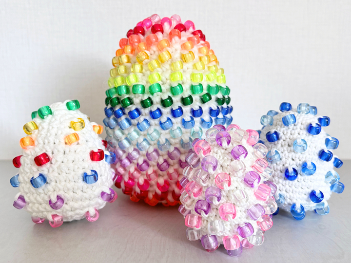 Beaded Crochet Easter Egg Fidget Pattern, Crochet Easter Decor Tablescape