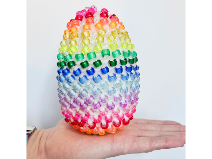 Beaded Crochet Easter Egg Fidget Pattern, Crochet Easter Decor Tablescape