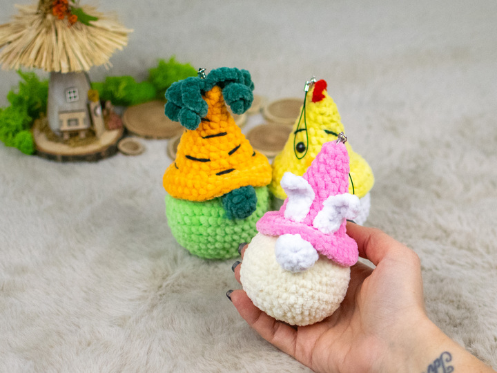 Häkelanleitung – Frühlingsgarten-Gnome | Hasen-, Karotten- und Küken-Gnom