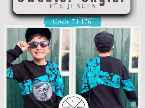 Schnittmuster und Nähanleitung Hoodie Sweater Skylar für Jungen 74-176