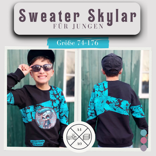 Schnittmuster und Nähanleitung Hoodie Sweater Skylar für Jungen 74-176