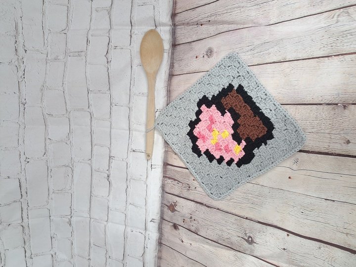 Topflappen mit Cupcake-Motiv in C2C Häkeltechnik Anfänger Anleitung