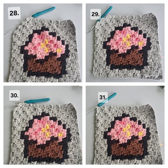 Topflappen mit Cupcake-Motiv in C2C Häkeltechnik Anfänger Anleitung