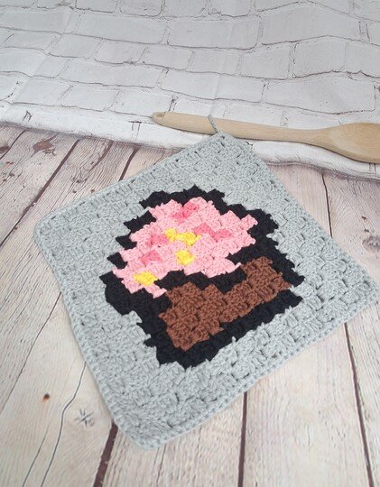 Topflappen mit Cupcake-Motiv in C2C Häkeltechnik Anfänger Anleitung