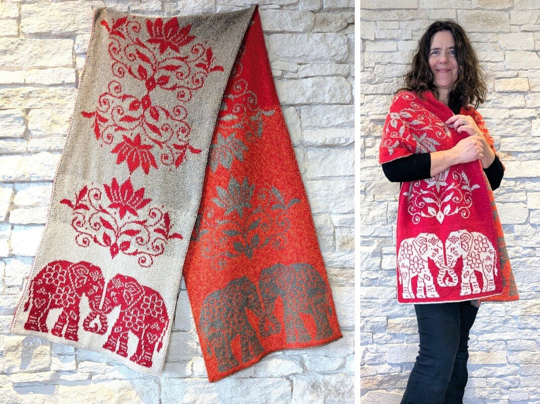 Double sided knitting pattern "Indian Love" - stole / wrap