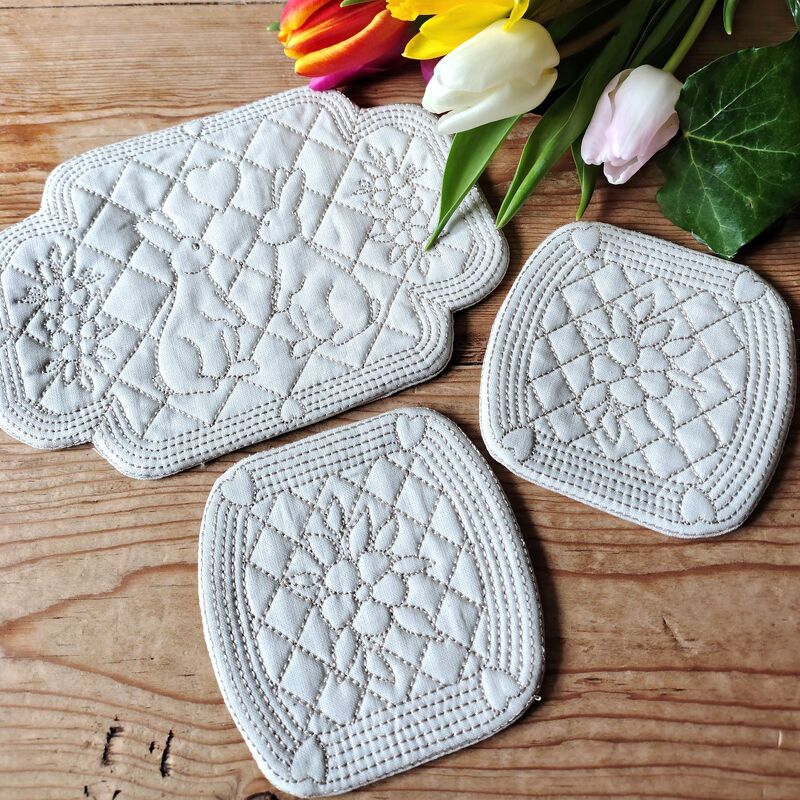 Stickdatei Untersetzer Quilt Optik Hase Ostern Frühling - Bild 6